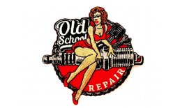 Patch Old School Repair Pin Up Garage Flicken Aufnäher Aufbügeln Bügelbild oldschool