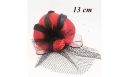 Fascinator Rot Schwarz Netz Rose Federn Rockabilly Pinup Burlesque Ball Tracht Dirndl Haare Fa rot3