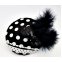 Fascinator Schwarz Weiss Polkadots Schleife Federn Vintage Rockabilly Swing Haarschmuck Kopfschmuck Frisur Burlesque Pinup fc dots1